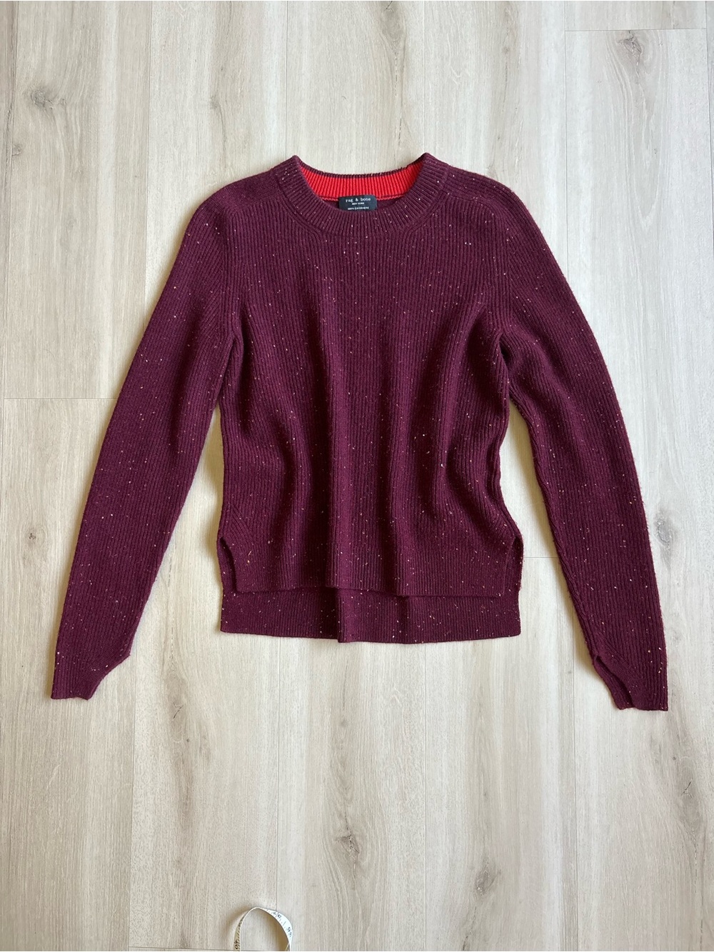 rag & bone Valentina Crop Sweater Burgundy Flecked size XS